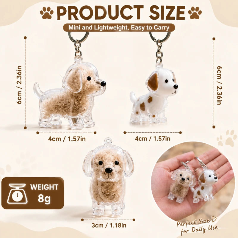 2PCS Pet Hair Keepsake Keychains, Dog Shaped Memorial Pendants, Clear Fillable Ornaments for Pet Lovers and Memory Gifts