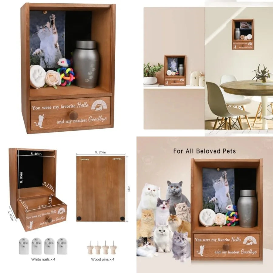 Pet Memorial Shadow Box Keepsake 9.25x13 Cat Memorial Gifts for Loss of Cat Death Sympathy and Remembrance Gift Large Pet Pictu